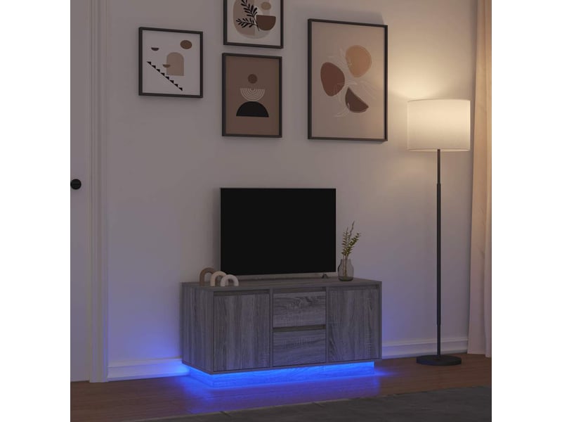  Meuble tv - banc tv - meuble de rangement avec lumières led sonoma gris 100x41x50 cm  - Conforama B