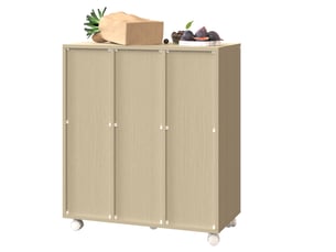 Meuble de tri des déchets 69,3x35x80 cm, blanc, aspect bois clair, mdf, 3 compartiments pour cuisine