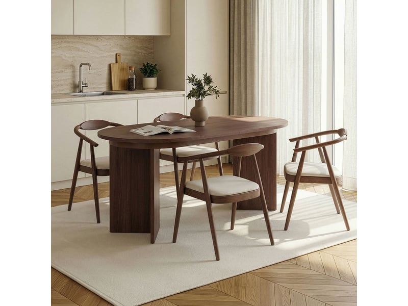  Table à manger extensible ovale couleur bois foncé 160-200 cm  - Conforama B