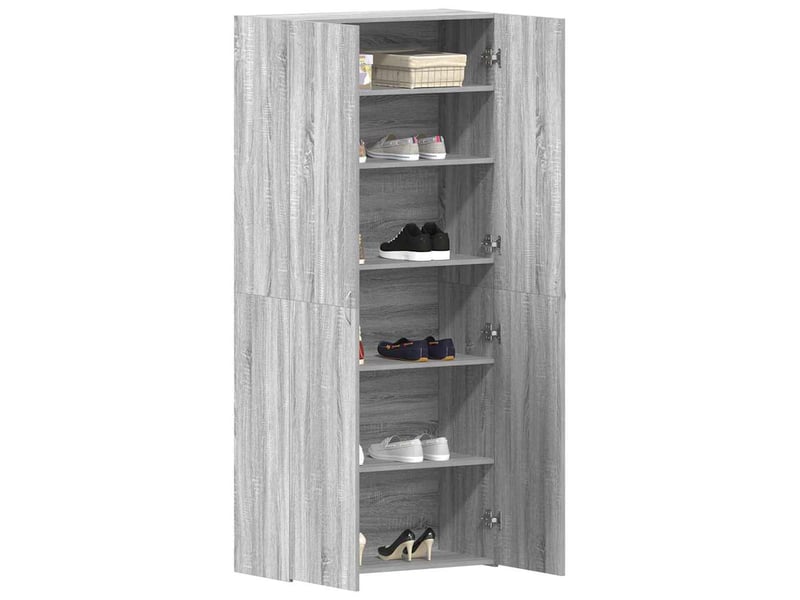  Meuble à chaussure, cabinet à chaussures 80x35.5x180 cm bois d'ingénierie gris shl5973  - Conforama C