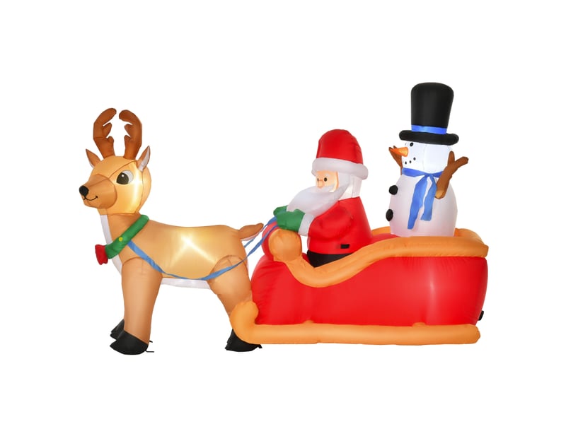  Père noël gonflable sur traîneau avec renne led 200 x 80 x 128 cm  - Conforama B