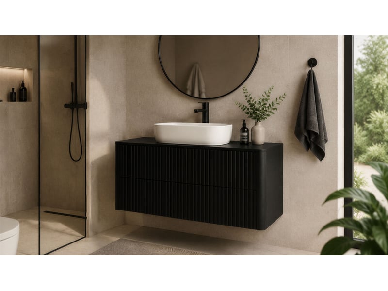 Meuble sous vasque suspendu linea 120 cm noir - Conforama B
