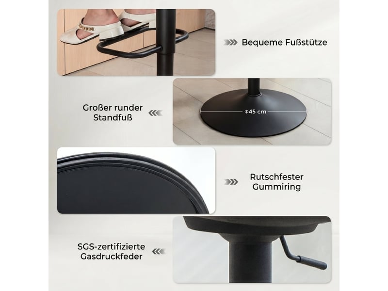  Lot de 2 tabourets de bar,réglables et pivotants,tissu,beige  - Conforama E