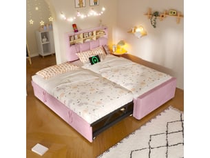 Lit simple 90x200 cm <strong>MODERNLUXE</strong> <strong></strong> coloris rose