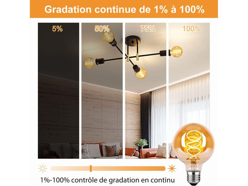 4 ampoules e27 g80 4w 2200k 260lm dimmable - Conforama B