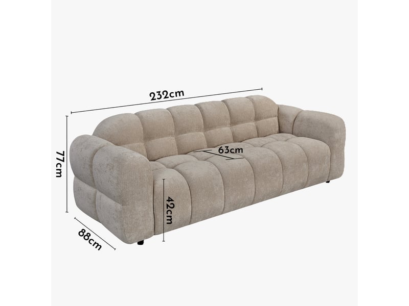 Canapé 3 places en tissu beige foncé - Conforama E