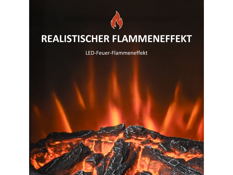 Cheminée électrique avec chauffage, cheminée électrique avec effet flamme led, cheminée décorative 1000 w2000 w avec thermostat, poêle-cheminée électrique, noir  - Conforama D
