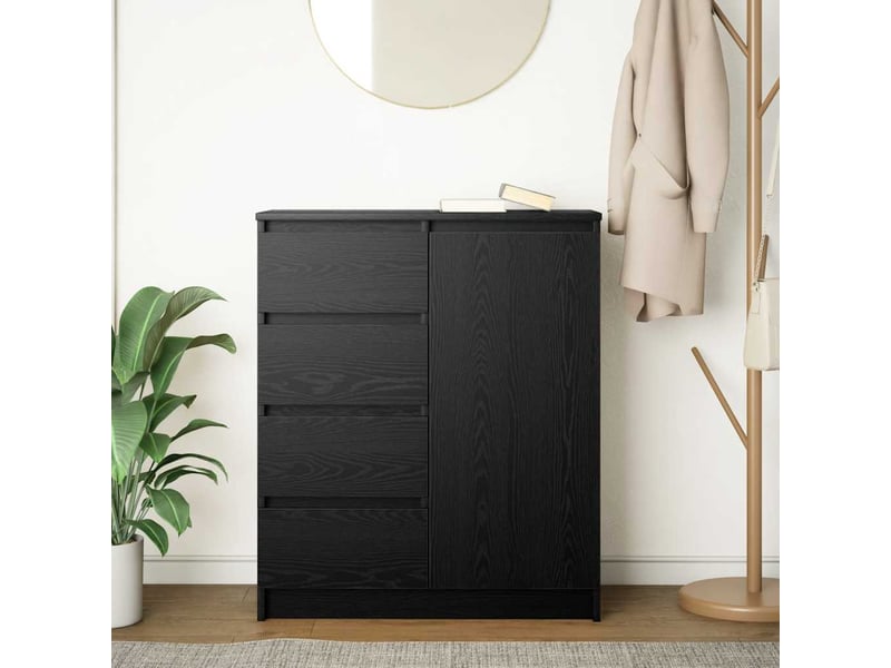 Buffet - bahut - meuble de rangement avec tiroirs chêne noir 71x35x84 cm bois d'ingénierie  - Conforama C