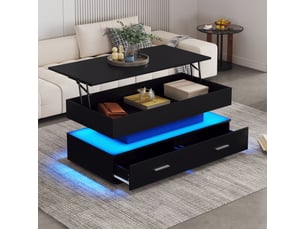 Table basse rectangulaire coloris noir <strong>MERAX</strong> <strong>table basse noir</strong> - 50 cmx100 cm