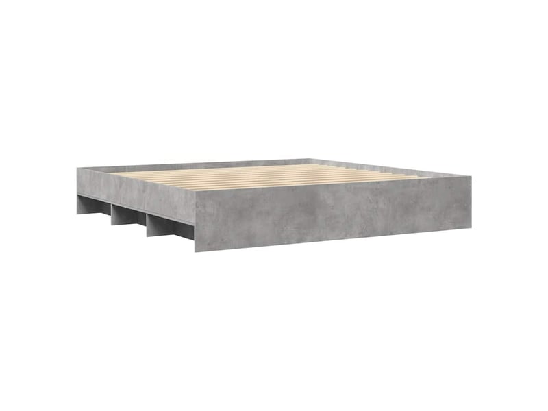  Lit double- lit adulte -  cadre de lit sans matelas gris béton 200x200 cm bois ingénierie  - Conforama C