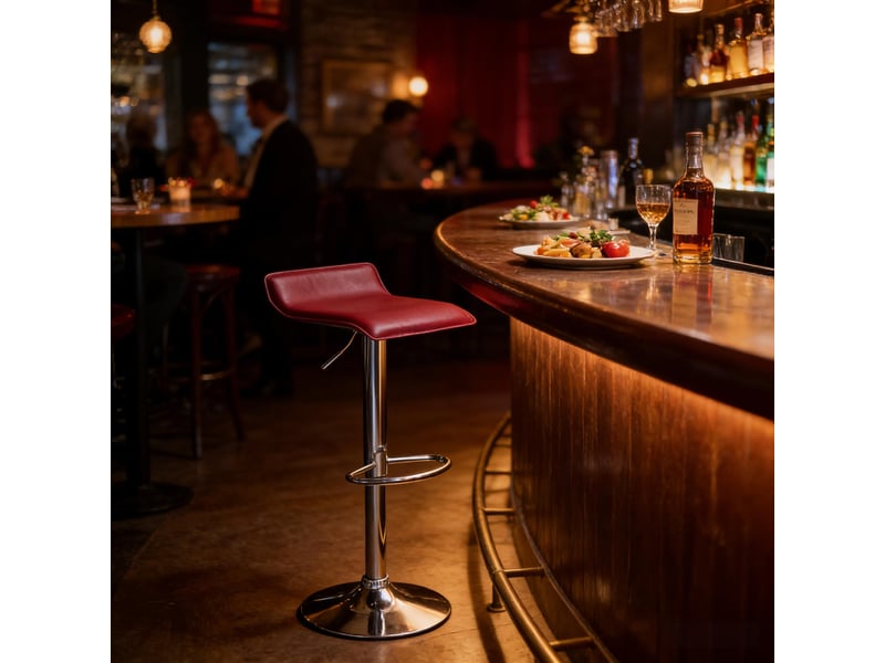  Tabouret de bar réglable rotatif,38,5x39 cm,similicuir,rouge bordeaux  - Conforama D