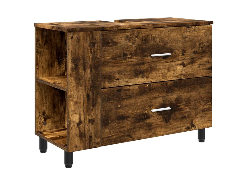 Unité de vanité de salle de bain, meuble de rangement chêne fumé 80x35x60 cm  - Conforama A