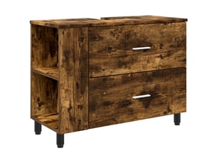 Unité de vanité de salle de bain, meuble de rangement chêne fumé 80x35x60 cm