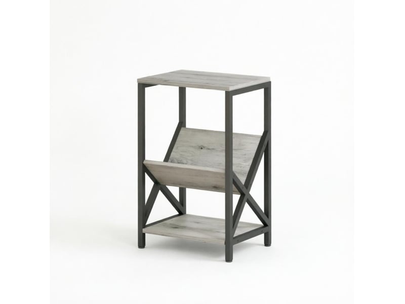  Bout de canapé 40x30x61 cm 3 niveaux panneau de particules métal gris foncé  - Conforama A