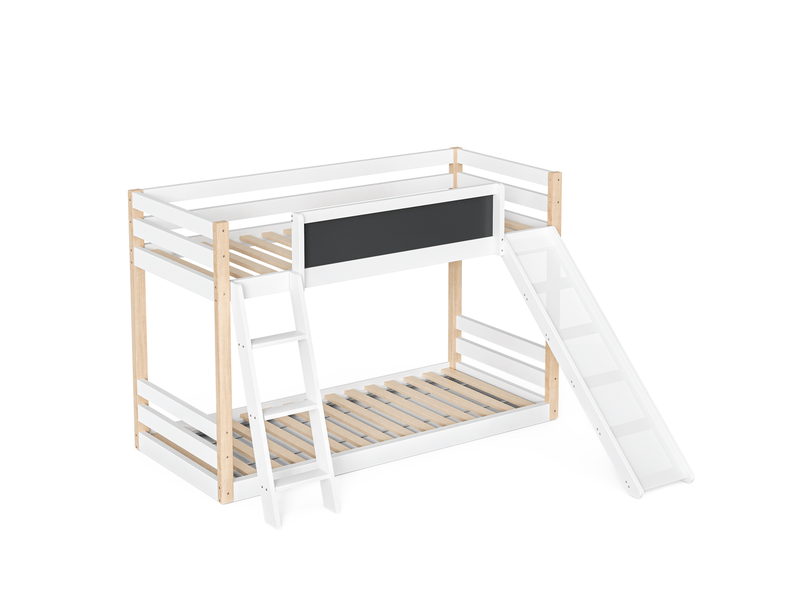  Modenvie lit superposé enfant 90x200 cm - avec toboggan et escalier, sans matelas - blanc  - Conforama A