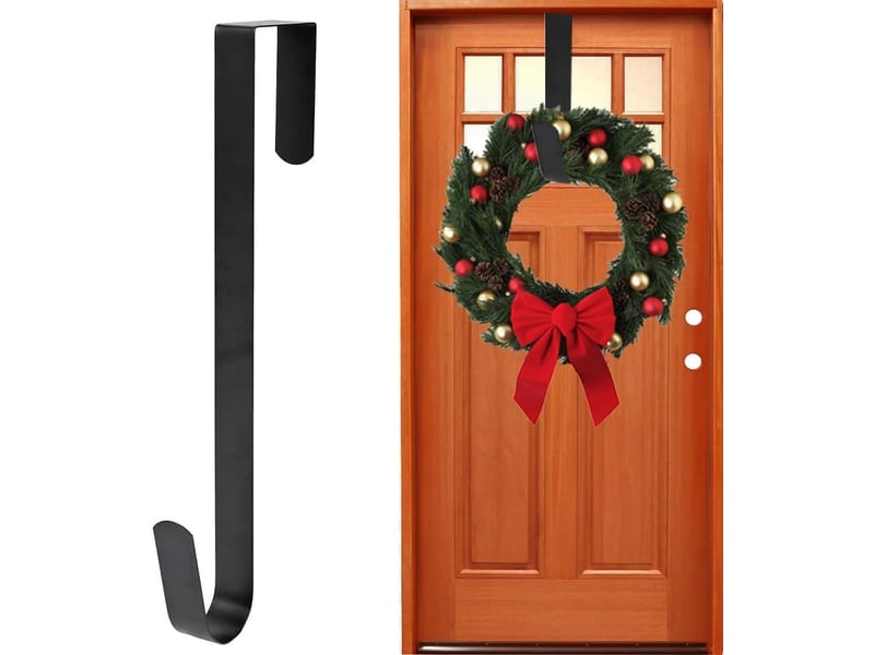 Lot de 4 crochets pour couronne de noël, pour couronne de porte, 30 cm (11,8 po) de long, en métal pour noël (noir LM2A0960234 - Conforama A