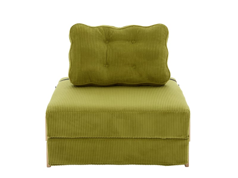 Fauteuil convertible 1 place 90 x 86 x 84 cm vert olive en velours côtelé, couchage déplié 90 x 170 cm  - Conforama D