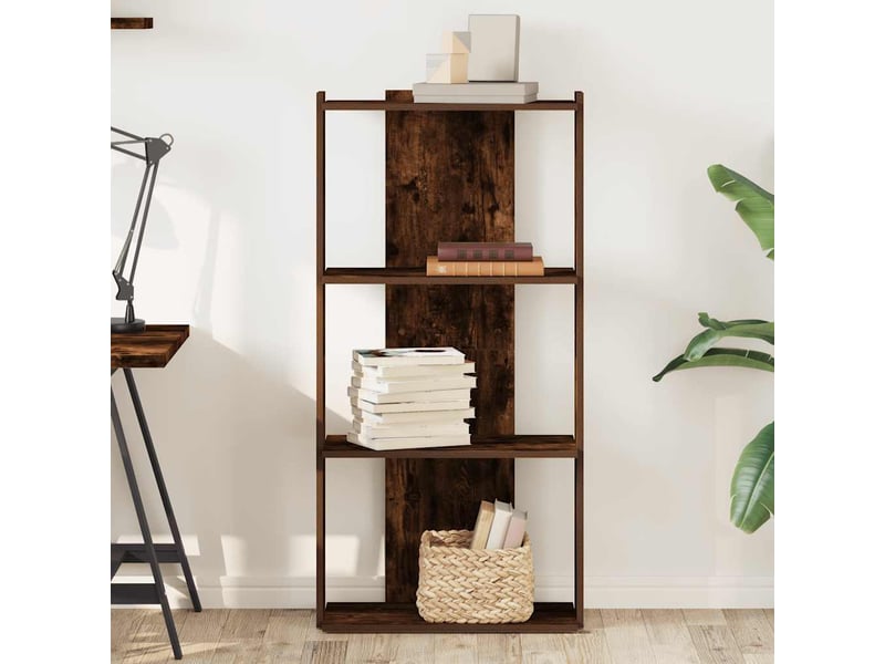  Bibliothèque 3 niveaux, armoire à livres chêne fumé 60x30x120cm bois d'ingénierie  - Conforama C