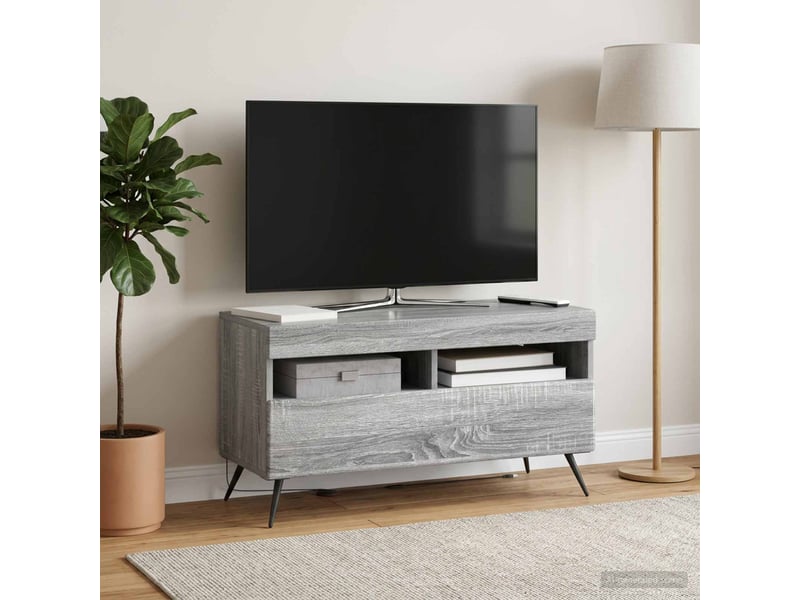  Meuble tv - banc tv - meuble de rangement led sonoma gris bois d'ingénierie  - Conforama B