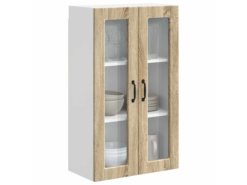 Meuble mural de cuisine, cabinet en verre mural chêne sonoma 60x31x100cm shl7404 - Conforama C
