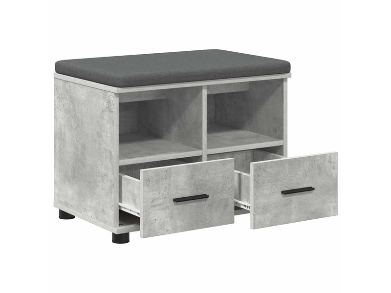 Banc d'entrée, banc interieur gris béton 60x38x46 cm  - Conforama E