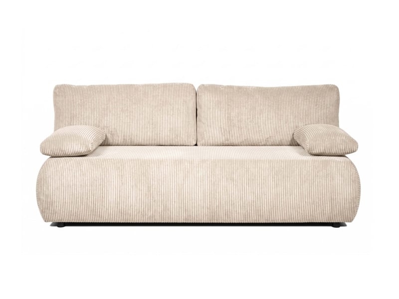 Canapé droit veluto convertible avec coffre en velours côtelé - beige VELUTO - Conforama E