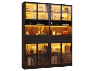 Buffet 8 porte(s) 2 tiroir(s) <strong></strong> <strong></strong> - 160 cm coloris noir