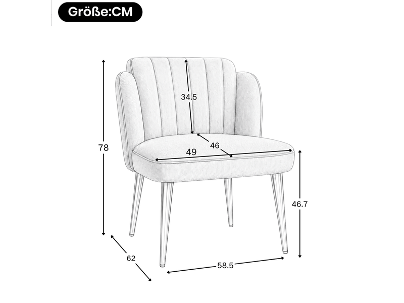 Lot de 6 chaises de salle à manger, moderne, dossier incurvé, assise large, métal doré, blanc - Conforama C