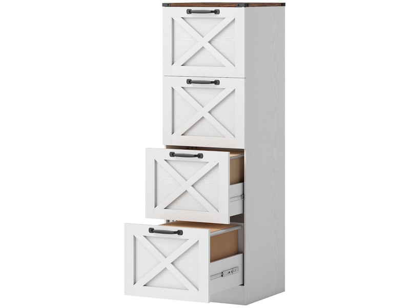  Caisson de bureau 4 tiroirs pour dossiers suspendus blanc 40 x 40 x 131 cm  - Conforama B