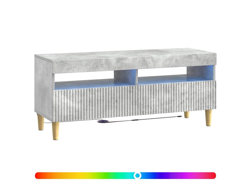  Meuble tv - banc tv - meuble de rangement led gris béton bois d'ingénierie  - Conforama C