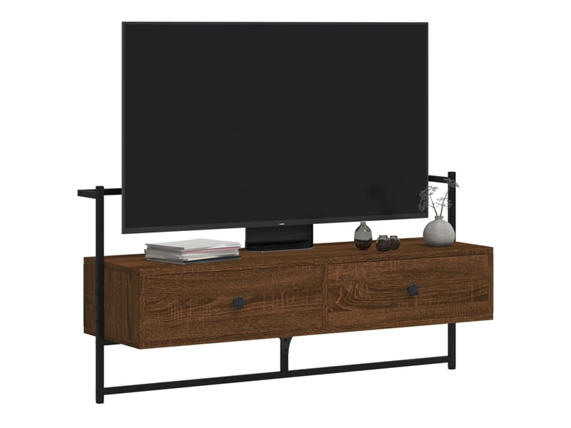  Meuble tv - banc tv - meuble de rangement mural chêne marron 100,5x30x51 cm bois d'ingénierie  - Conforama D