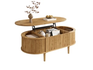 Table basse ovale coloris bois clair ULQENI - 48 cmx100 cm