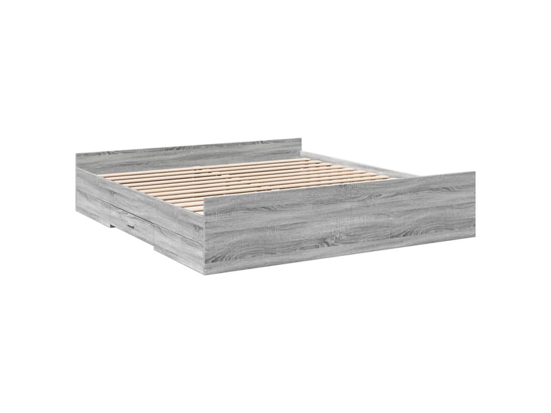  Lit double- lit adulte -  cadre de lit avec tiroirs sans matelas sonoma gris 200x200 cm  - Conforama B