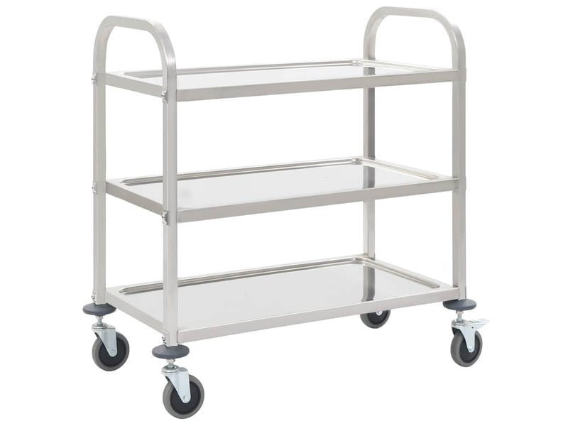  Desserte de cuisine, chariot de rangement à 3 niveaux 95x45x83,5 cm acier inoxydable  - Conforama B