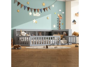 Lit simple 90x200 cm <strong>REDOM</strong>  <strong></strong> coloris gris