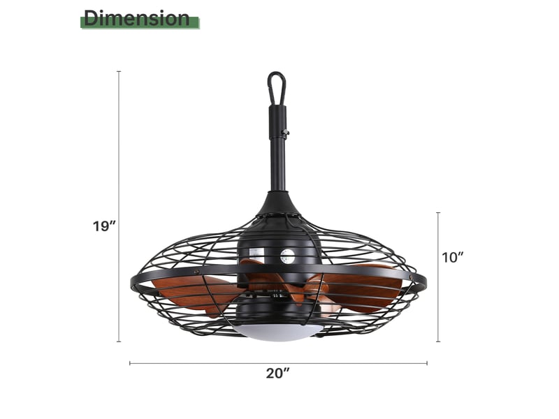  Ventilateur de plafond 51 cm noir avec led 18w, 3 températures, 5 pales abs et télécommande  - Conforama C