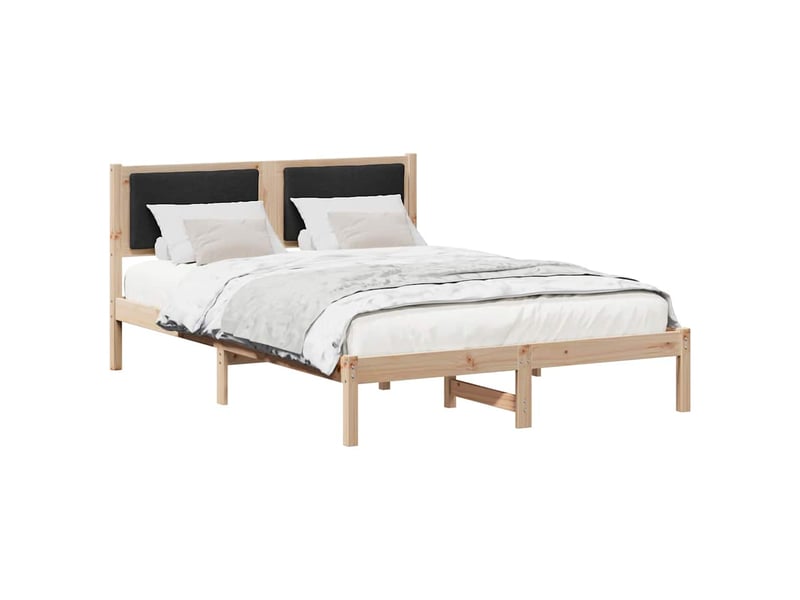  Lit double- lit adulte -  cadre de lit avec tête de lit noir 150 x 200 cm pin massif  - Conforama B