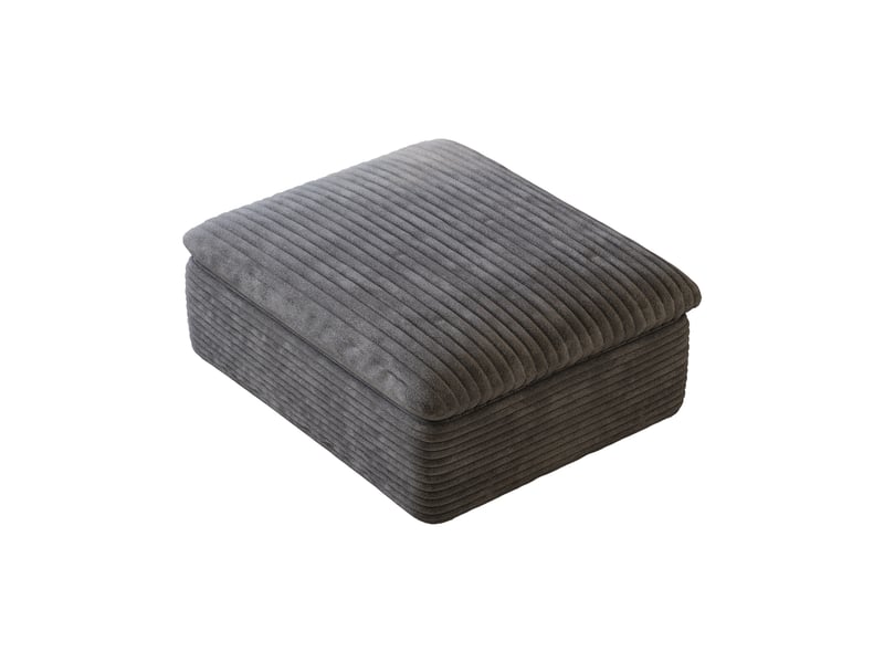  Pouf modulaire de salon en mousse haute densité, module de canapé en mousse sans cadre, tissu en coton doux, gris foncé  - Conforama A