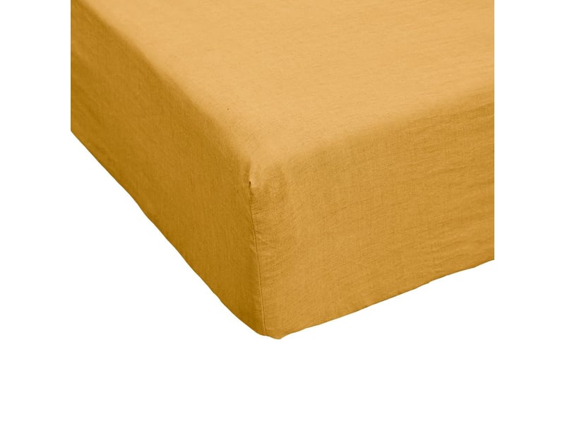  Drap housse 90x190+30 cm lin rosalie miel PD24890 - Conforama A