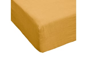 Drap housse 90x190+30 cm lin rosalie miel