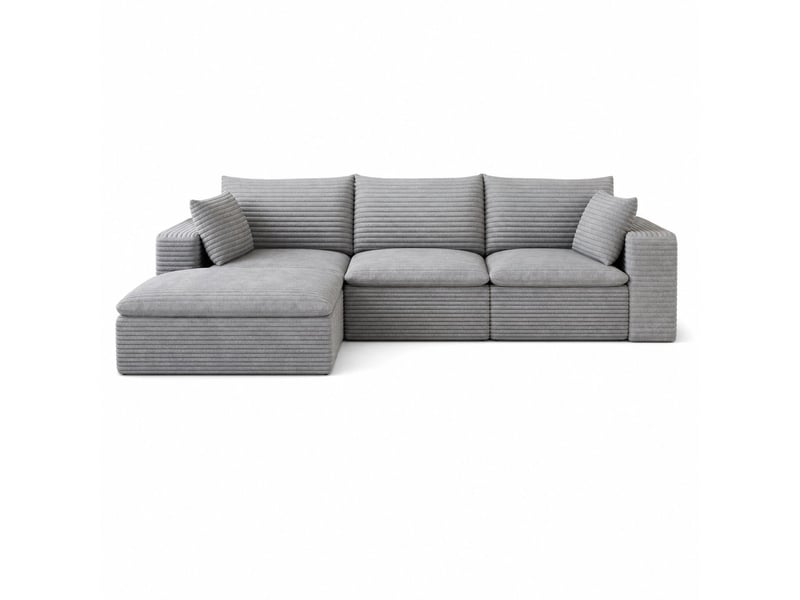  Canapé nuage en velours côtelé gris, 260 cm, double couche, revêtement amovible, sans montage Y150-3SEATER-1O-GRAU - Conforama A