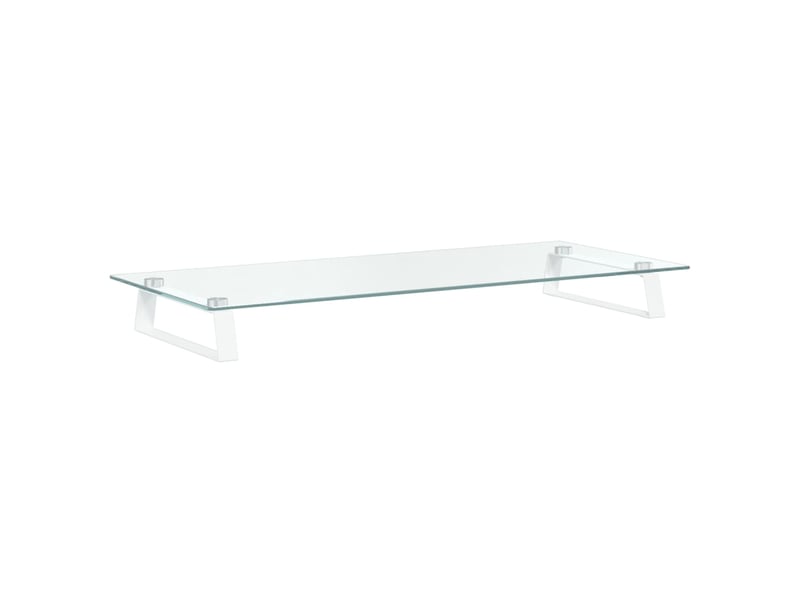  Support de moniteur table meuble bureau 80 x 35 x 8 cm verre trempé et métal blanc 02_0044903  - Conforama D