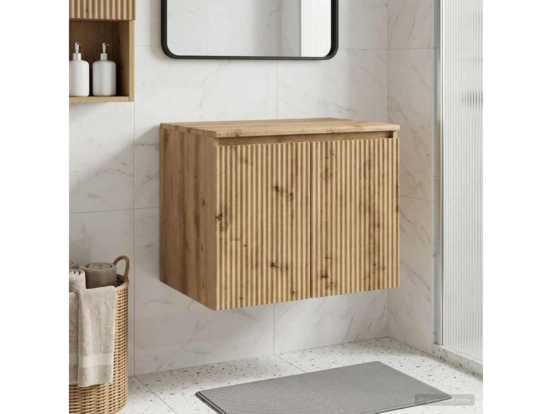  Cabinet salle de bain mural, meuble de rangement chêne artisanal shl7054  - Conforama B