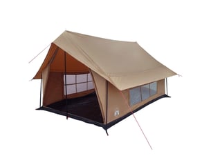 Tente de camping, tente cabane marron 340x246x210 cm polycoton