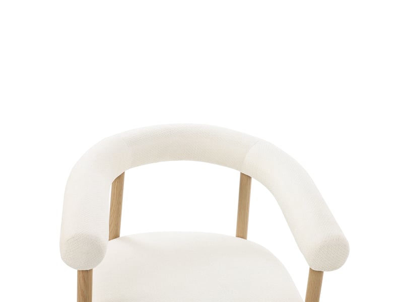  Lot de 4 chaises de salle à manger 48,5x40,5x78 cm, blanc, ergonomique, patins réglables, style contemporain, métal, tissu  - Conforama D