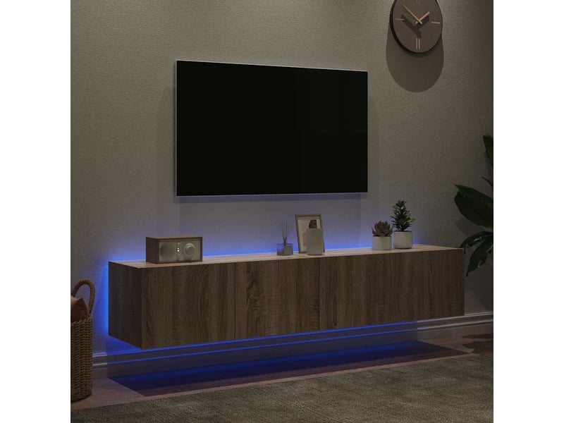  Meubles tv - banc tv - meuble de rangement muraux lumières led 2 pcs chêne sonoma 80x35x31 cm  - Conforama C