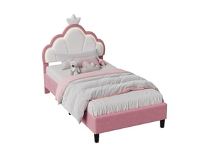 Lit simple 90x190 cm <strong>SANS MARQUE</strong> <strong></strong> coloris rose