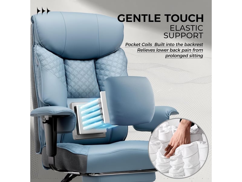  Gtplayer chaise de jeu pour personnes de forte corpulence avec assise 3d, repose-pieds, pu, 180kg - bleu clair CH810-LAKE BLUE - Conforama E