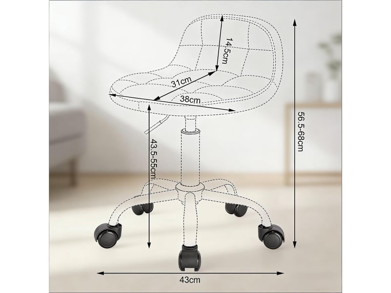  Chaise de bureau pivotante avec hauteur réglable - lpospi - dossier bas ergonomique, velours rose 56,5 × 68 cm  - Conforama D