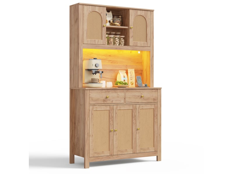 Buffet haut 100x40x180 cm led rgb mdf naturel - Conforama A